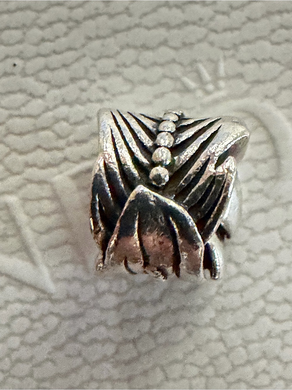 Pandora Silver Floral Leaf Bead Charm